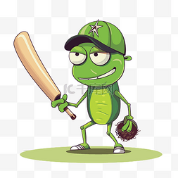 板球卡通图片_板球剪贴画 卡通板球青蛙与蝙蝠 