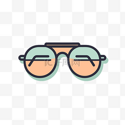 复古镜片眼镜平面图标 向量