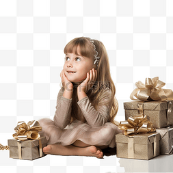 奇迹般的图片_小女孩在圣诞装饰品中等待奇迹