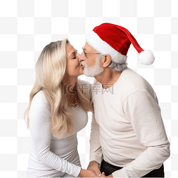 中年情侣图片_圣诞假期期间在家与成年夫妇亲吻