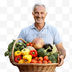 篮子里有蔬菜的农民