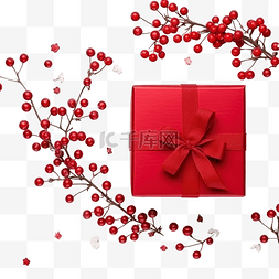 圣诞作文 圣诞礼品盒和红色浆果