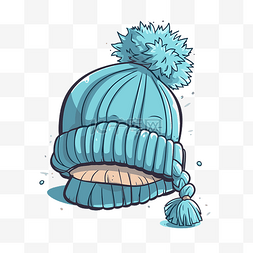 冬季帽子剪贴画卡通矢量图蓝色羊