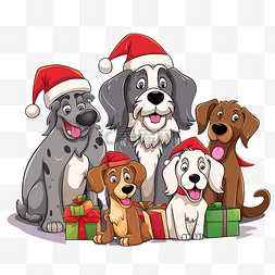 老人小狗图片_圣诞节时的卡通狗和小狗人物组