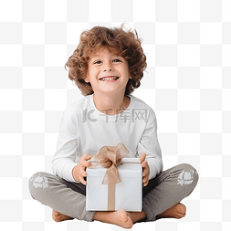 快递公告图片_有圣诞礼物的快乐的孩子