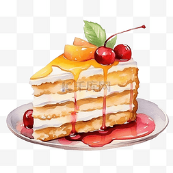 水果芒果图片_水彩蛋糕馅饼