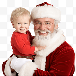 圣诞老人和小孩图片_一个穿着圣诞老人服装的小孩在爸