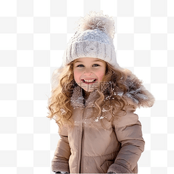 下雪图片下雪天气图片_冬天在雪地上玩耍的女孩圣诞节那