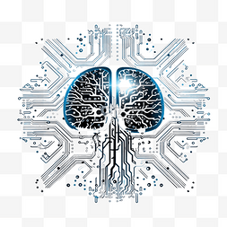 灰色人工智能技术电路png文件