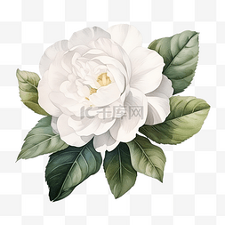 情人节植物装饰图片_装饰元素的白色山茶花水彩风格