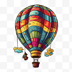 气球剪贴画彩色卡通热气球飞越白