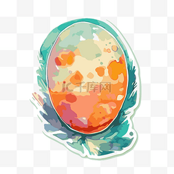 复活节彩蛋图片_白色背景剪贴画上的水彩鸡蛋贴纸