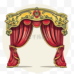 剧院窗帘剪贴画旧的红色和金色窗