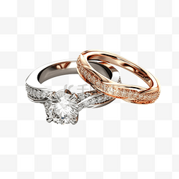 3d 渲染两个孤立的钻石戒指