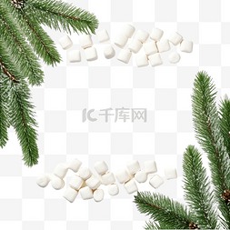棉花糖图片_枞树和棉花糖的圣诞分支