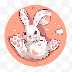粉红色圆圈中的可爱兔子剪贴画 