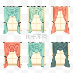 窗帘布空白图片_简约风格的窗户和窗帘插图