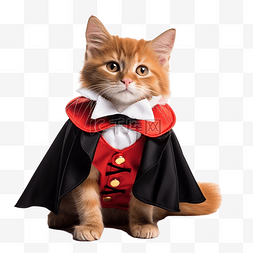 生日易拉宝图片_一只可爱的小红猫，穿着德古拉服