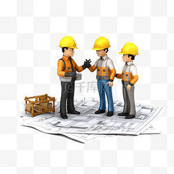 工程的人图片_与建筑师在施工现场进行施工讨论