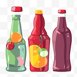水果汁插画图片_软饮料剪贴画新鲜水果苏打饮料瓶