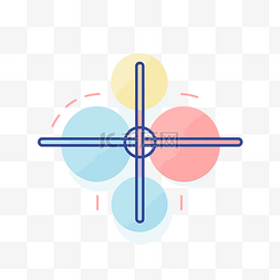 四个彩色图片_使用四个彩色点的十字架插图 向