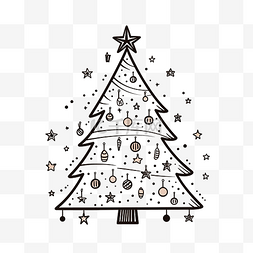 新年透明背景图片_PNG圣诞树，带有星星花环和装饰圣