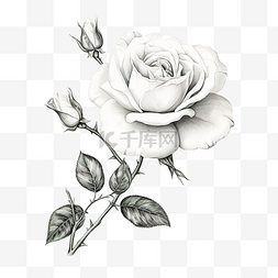 手绘花图片_植物绘画线艺术与玫瑰花