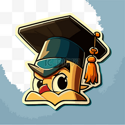 毕业博士帽卡通图片_卡通鸟戴着毕业帽剪贴画 向量