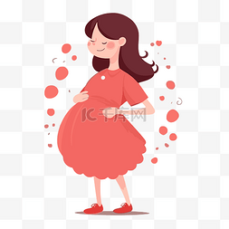孕妇趴着图片_孕妇剪贴画卡通怀孕女孩站着气泡