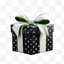 礼品带图片_带白色和绿色蝴蝶结的礼品盒，用