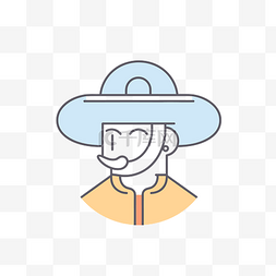 帽子小胡子图片_戴着墨西哥帽子和小胡子图标的男