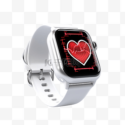 手表图片_3d 智能手表与心跳符号
