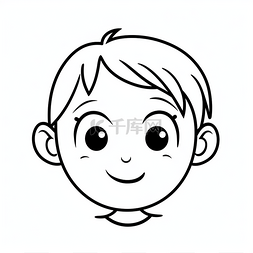 男孩卡通脸模板着色页免费下载