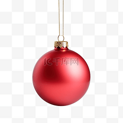 圣诞树树枝上有一个带白丝带的红
