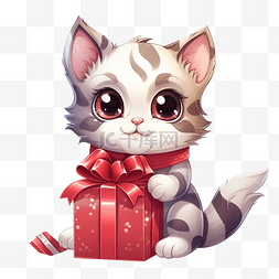 带礼物的老人图片_圣诞节时带礼物的卡通猫或小猫动