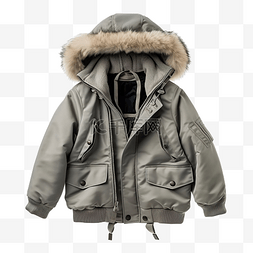 夹克冬季外套，带毛皮罩，白色背