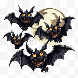 蝙蝠群图片_卡通恐怖黑蝙蝠群飞过傻瓜月亮矢