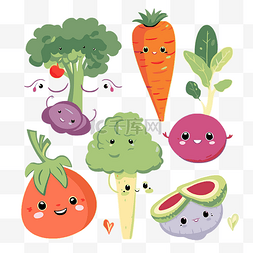 卡通水果和水果图片_素食剪贴画可爱的蔬菜和水果集矢