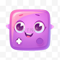 紫色卡通方形按钮