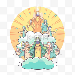 扬升剪贴画耶稣和云中的天使卡通