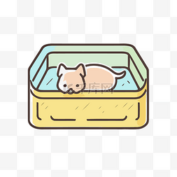 床卡通矢量图标图片_卡通猫在盒子里 向量