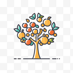 简单大方线框图片_细线风格的果树 向量