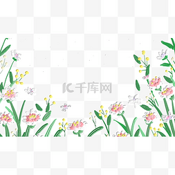 油画花卉边框横图浪漫花朵