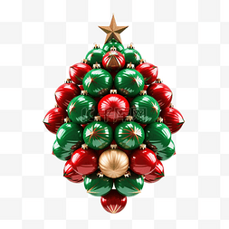 3d渲染圣诞树装饰品png透明背景