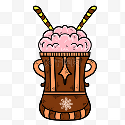 粉色雪顶咖啡杯子
