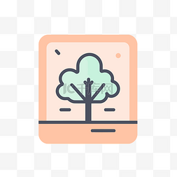 背景绿树图片_矩形框架中绿树的平面图标 向量