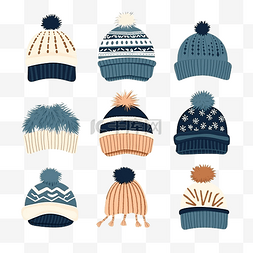 女士冬季帽子图片_hygge主题冬季防护帽元素收藏套装