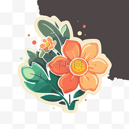 pr贴纸五角星图片_上面有一朵花的橙色和绿色贴纸剪