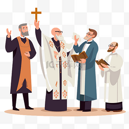 任命剪贴画四位牧师和东正教仪式