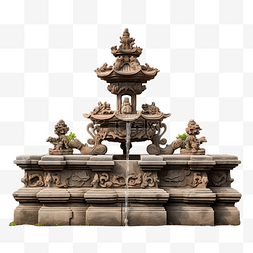 老喷泉石东方雕塑孤立png照片